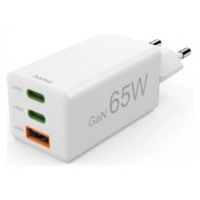 CARGADOR DE PARED HAMA MINI 2xUSB-C 1xUSB-A GaN 65W en Huesoi