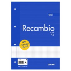 RECAMBIO A4 100+20 HOJAS 90G Q4X4 4 TALADROS ANCOR 061222 (Espera 4 dias) en Huesoi