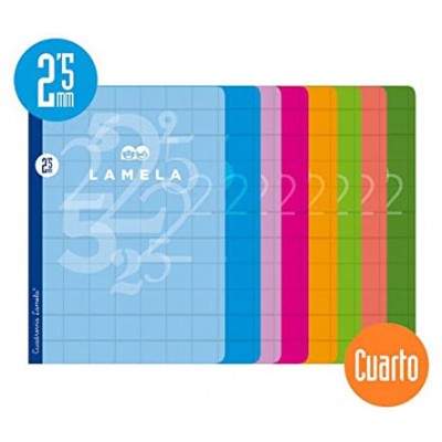 LIBRETA CUARTO 50 HOJAS RAYADO 2,5 MM-COLORES SURTIDOS LAMELA 06C002 (MIN10) (Espera 4 dias) en Huesoi