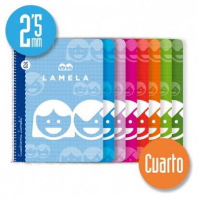 CUADERNO BASICO FORMATO 4º 40 HOJAS RAYADO 2,5 MM SURTIDOS LAMELA 07002 (MIN10) (Espera 4 dias) en Huesoi