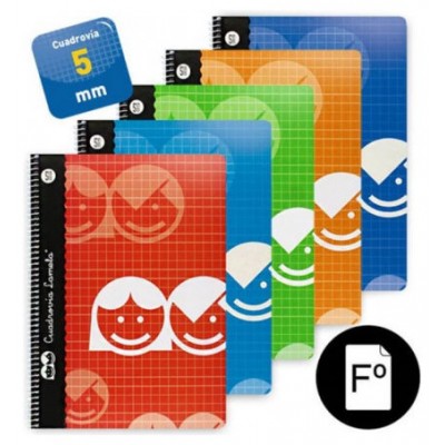 CUADERNO BASICO FORMATO FOLIO 80 HOJAS RAYADO 5 MM SURTIDOS LAMELA 07F005 (MIN10) (Espera 4 dias) en Huesoi