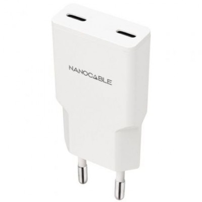 CARGADOR 2xUSB-C/PD 30W BLANCO NANOCABLE 10.10.2029 en Huesoi