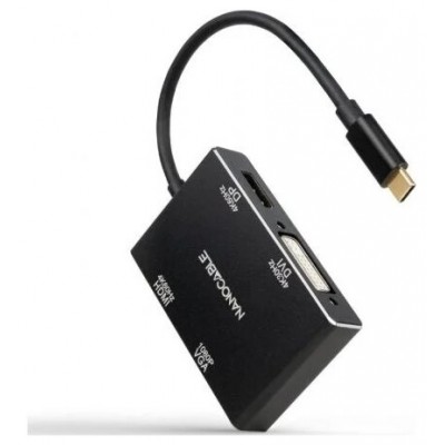 CONVERSOR USB-C HDMI/H-DVI/H-DP/H-VGA/H 10CM NEGRO en Huesoi