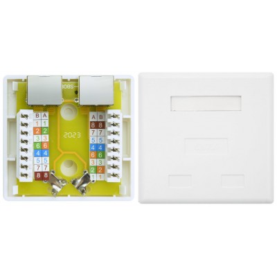 ROSETA DE SUPERFICIE RJ45 CAT.6 FTP 2 BLANCO NANOCABLE (Espera 4 dias) en Huesoi