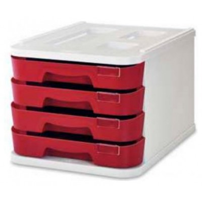 MODULO DE 4 CAJONES POLIESTIRENO ROJO FLUOR FAIBO 1000M-53 (Espera 4 dias) en Huesoi