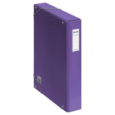 CAJAS DE PROYECTOS CARTÓN FORRADO LOMO DE 5 CM MORADO CON ETIQUETA 245X350X50 DOHE 10363 (Espera 4 dias) en Huesoi