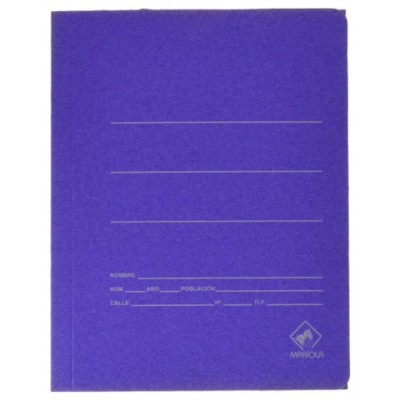 CARPETA CARTON AZUL 500 GR./M2. CUARTO GOMA SENCILLA MARIOLA 1040 (MIN25) (Espera 4 dias) en Huesoi