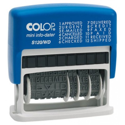 SELLO DE ENTINAJE S 120/WD FORMULA/FECHA 4MM ESPAÑOL AZUL/NEGRA COLOP 105001 (Espera 4 dias) en Huesoi