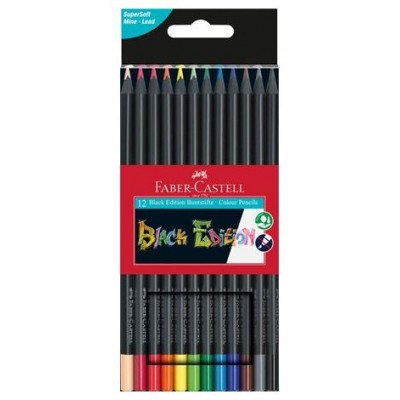 ESTUCHE 12 LÁPICES DE COLORES BLACK EDITION. FABER CASTELL 116412 (Espera 4 dias) en Huesoi