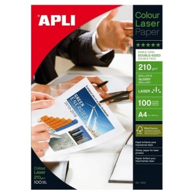 PAQUETE 100 HOJAS PAPEL FOTO GLOSS 210G. A4 APLI 11833 (Espera 4 dias) en Huesoi