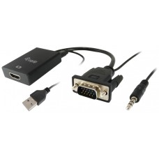 ADAPTADOR VGA MACHO A HDMI HEMBRA CON AUDIO JACK 3.5 en Huesoi