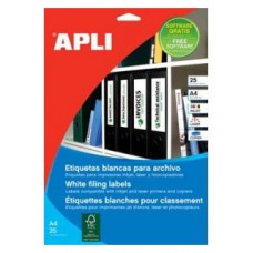 PACK 25 HOJAS (100 UDS) ETIQUETAS BLANCAS 190X61MM APLI 1233 (Espera 4 dias) en Huesoi