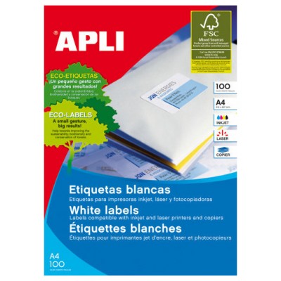 CAJA 100 HOJAS ETIQUETA BLANCA ILC 70X30 1271 APLI (Espera 4 dias) en Huesoi