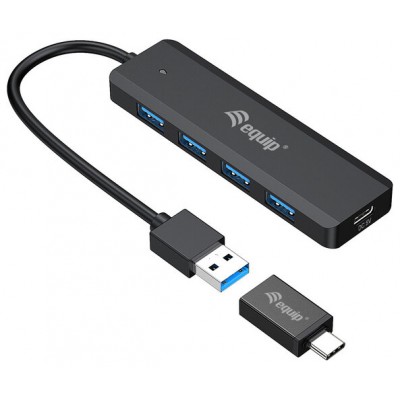 EQUIP HUB USB  LIFE A 4 PUERTOS USB 3.2 INCLUYE ADAPTADOR USB-C en Huesoi