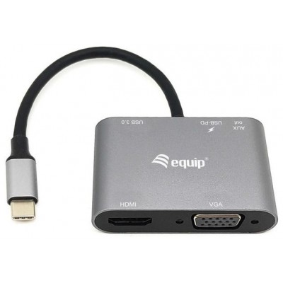 DOCKING USB-C EQUIP 133483 A 1xHDMI 4K 1xVGA 1xUSB-A en Huesoi