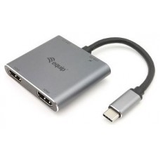 ADAPTADOR USB-C 4IN1  2 X HDMI 4K HUB USB-C CARGA  USB en Huesoi