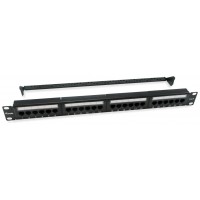 PATCH PANEL 24 PUERTOS UTP CATEGORIA 6 1U COLOR NEGRO en Huesoi