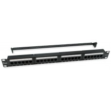 PATCH PANEL 24 PUERTOS UTP CATEGORIA 6 1U COLOR NEGRO en Huesoi