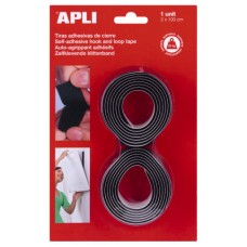 BLISTER 2 CINTAS TIPO VELCRO ADHESIVAS COLOR NEGRO 20 MM X 1 M APLI 13656 (Espera 4 dias) en Huesoi