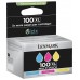 Lexmark Pack de 3 cartuchos de tinta de color cian, magenta y amarillo (CMY) Alto Rendimiento 100XL en Huesoi