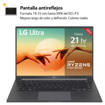 LG PORTATIL (14U70R-G.AP56B) ULTRA PRO, 14", RYZEN5, 8GB RAM, 512GB SSD, GRIS (Espera 4 dias) en Huesoi