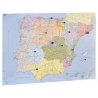 MAPA ESPAÑA Y PORTUGAL PLASTIFICADO SIN MARCO ENROLLADO 103X129 CM. FAIBO 153G (Espera 4 dias) en Huesoi