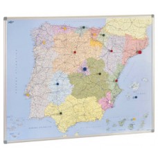 MAPA DE ESPAÑA Y PORTUGAL MAGNETICO 103X129 CM. MARCO ALUMINIO FAIBO 153T (Espera 4 dias) en Huesoi