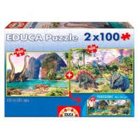 PUZZLE 2x100 DINO WORLD DE 6-8 AÑOS EDUCA BORRAS 15620 (Espera 4 dias) en Huesoi