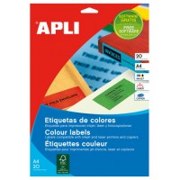 PACK 20 HOJAS (200 UDS) ETIQUETAS AMARILLAS 210X297MM APLI 1599 (Espera 4 dias) en Huesoi