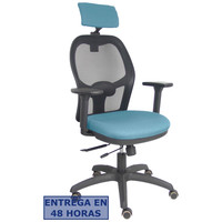 PIQUERAS Y CRESPO Silla Jorquera traslack malla negra asiento bali azul cielo brazos 3D cabecero regulable en Huesoi