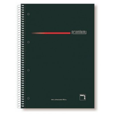 CUADERNO SERIE PREMIUM TAPA EXTRA DURA 70 GRS. A-4 (210X297MM.) MICROPERFORADO 160 HOJAS CUADRÍCULA 5X5 + GRECA NEGRO PACSA 16396 (MIN4) (Espera 4 dias) en Huesoi