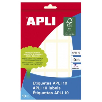 PACK 10 HOJAS (150 UDS) ETIQUETAS BLANCAS 20X50 APLI 1642 (Espera 4 dias) en Huesoi