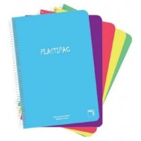 CUADERNO SERIE PLASTIPAC 90 GRS. TAPA POLIPROPILENO FOLIO (215X310MM.) 80 HOJAS CUADRÍCULA 5X5 CON MARGEN SURTIDO PACSA 16468 (MIN5) (Espera 4 dias) en Huesoi