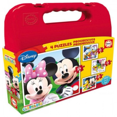 MALETA PUZZLES PROGRESIVOS MICKEY MOUSE 12-16-20-25 DE 3-6 AÑOS EDUCA BORRAS 16505 (Espera 4 dias) en Huesoi