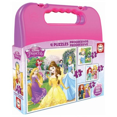 MALETA PUZZLES PROGRESIVOS PRINCESAS DISNEY 12-16-20-25 DE 3-6 AÑOS EDUCA BORRAS 16508 (Espera 4 dias) en Huesoi