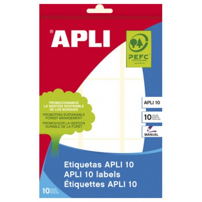 APLI 01650 etiqueta autoadhesiva Rectángulo Permanente Blanco 90 pieza(s) (Espera 4 dias) en Huesoi