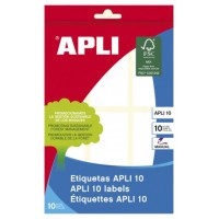 PACK 10 HOJAS (60 UDS) ETIQUETAS BLANCAS 34X67 APLI 1651 (Espera 4 dias) en Huesoi