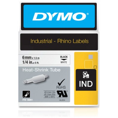 DYMO RHINO Cinta ID1-6 Negro/blanco tubo termorretractil en Huesoi
