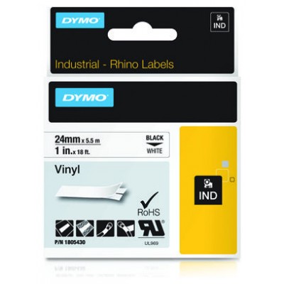 DYMO RHINO Cinta ID1-24 Negro/blanco vinilo en Huesoi