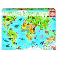 PUZZLE 150 MAPAMUNDI ANIMALES DE 6-8 AÑOS EDUCA BORRAS 18115 (Espera 4 dias) en Huesoi