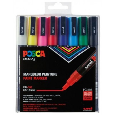 ESTUCHE 8 UDS. PC-3M BASIC POSCA UNIBALL 182634670 (Espera 4 dias) en Huesoi