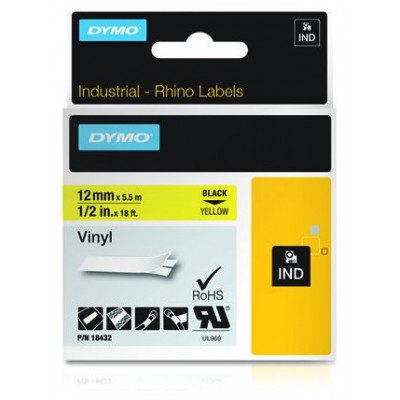 DYMO RHINO Cinta ID1-12 Negro/amarillo vinilo en Huesoi