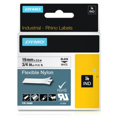 DYMO RHINO Cinta ID1-19 Negro/blanco nylon en Huesoi