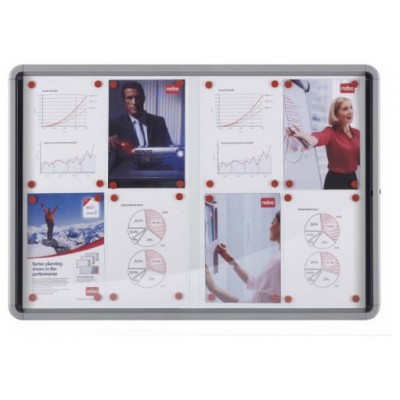 VITRINA NOBO PUERTA CORREDERA INTERIOR FONDO METAL 8 X A4 HOJAS NOBO 1902569 (Espera 4 dias) en Huesoi