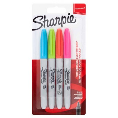 Sharpie 2065403 marcador permanente Fibre tip Azul, Verde, Naranja, Rosa 4 pieza(s) (Espera 4 dias) en Huesoi