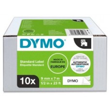 DYMO Cinta LM D1 Multipack 9mmx7m  VALUE PACK (S0720680 10 rollos) Negro/blanco en Huesoi