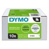 DYMO Cinta LM D1 Multipack 12mmx7mVALUE PACK (S0720530 10 rollos) Negro/Blanco en Huesoi