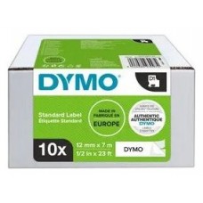 DYMO Cinta LM D1 Multipack 12mmx7mVALUE PACK (S0720530 10 rollos) Negro/Blanco en Huesoi