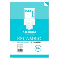 RECAMBIO 70 GRS. 4 TALADROS FOLIO (215X310MM.) 100 HOJAS CUADRÍCULA 4X4 CON MARGEN PACSA 21211 (Espera 4 dias) en Huesoi