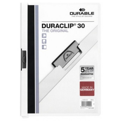 DOSSIER CON CLIP 30 H A4 BLANCO DURABLE 2200-02 (MIN25) (Espera 4 dias) en Huesoi